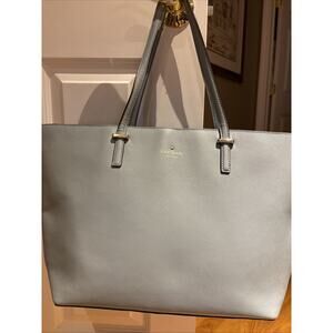 Kate Spade Newbury Lane Grace Light Blue Crossgrain Leather Top Handle zip tote